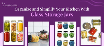 Glass storage jars filled with dry kitchen items
