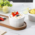 Dessert with berries in a Ceramic White Ramekin bowl