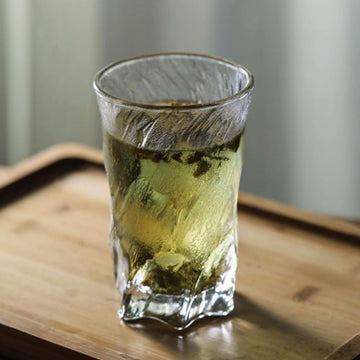 Frosted Ice Textured Glass Tumbler with chilled drink