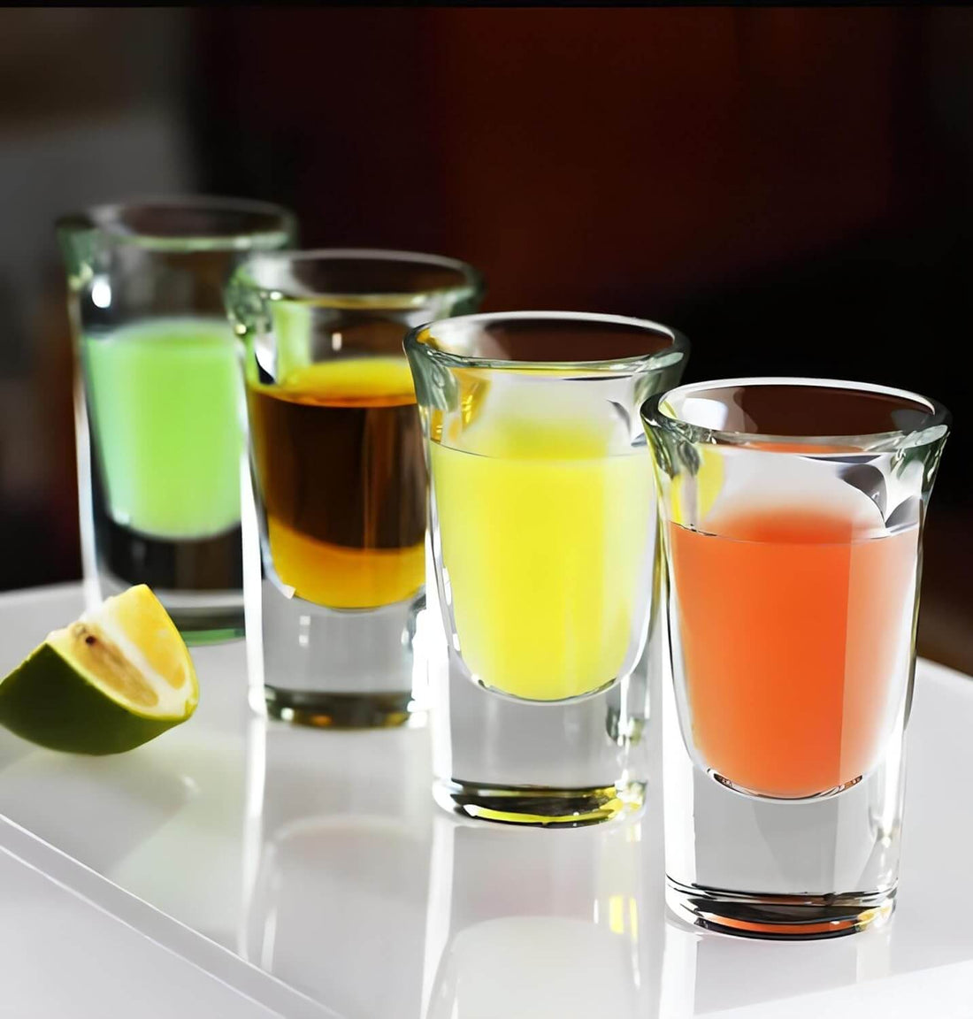 Mini Shot Glass Round Base with blueberry orange drink