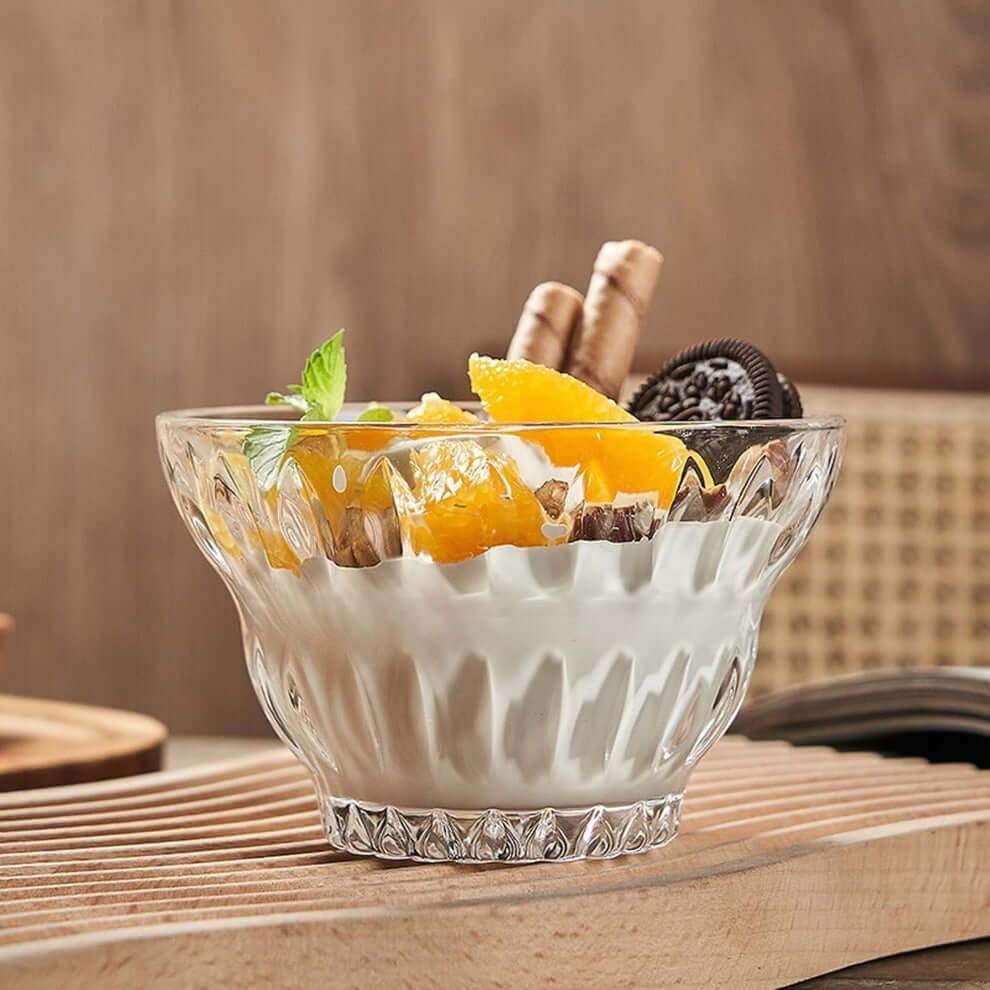 Fruity delights served in Crystal Glass Ice Cream Bowls