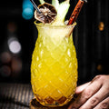 Libbey Tiki Pineapple Glasses with cocktail garnish