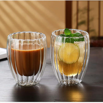 Elegant heat resistant double wall glass coffee cup for everyday use