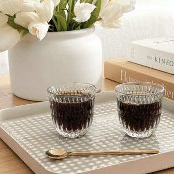 Two cups of Glasswareco Ethno Barista Espresso served