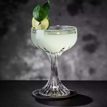 Vintage crystal coupe wine glass in elegant crystal cut design