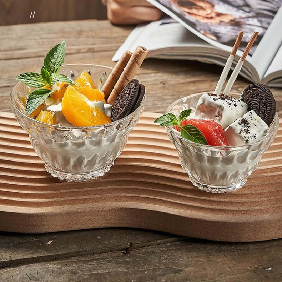 Fruity delights served in Crystal Glass Ice Cream Bowls