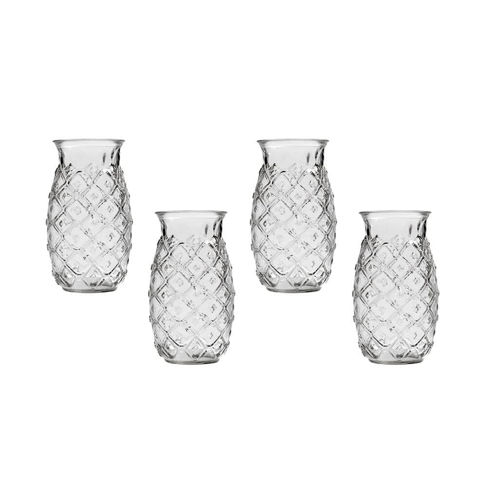 Libbey Tiki Pineapple Glasses in a classic 4-set