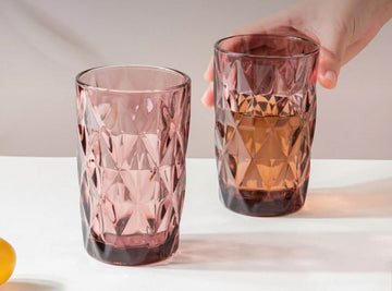 Geometric Design Drinking Glasses in elegant rose tones