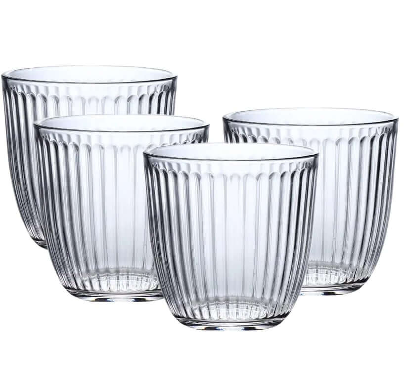 Clear tumblers with stylish grooves, Textured Glass Tumbler
