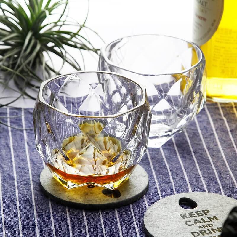 Premium glassware featuring a Diamond Big Bowl Whiskey Glass set