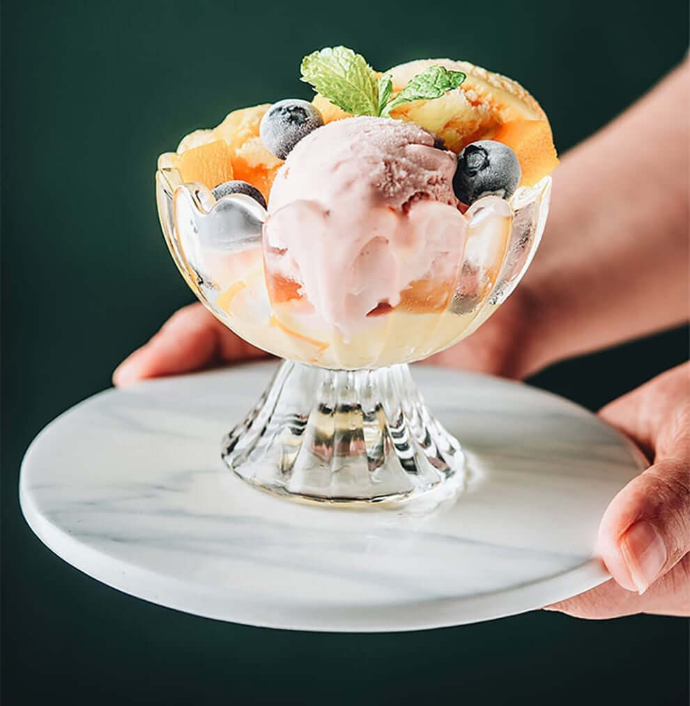 Classic footed tulip glass showcasing layered dessert