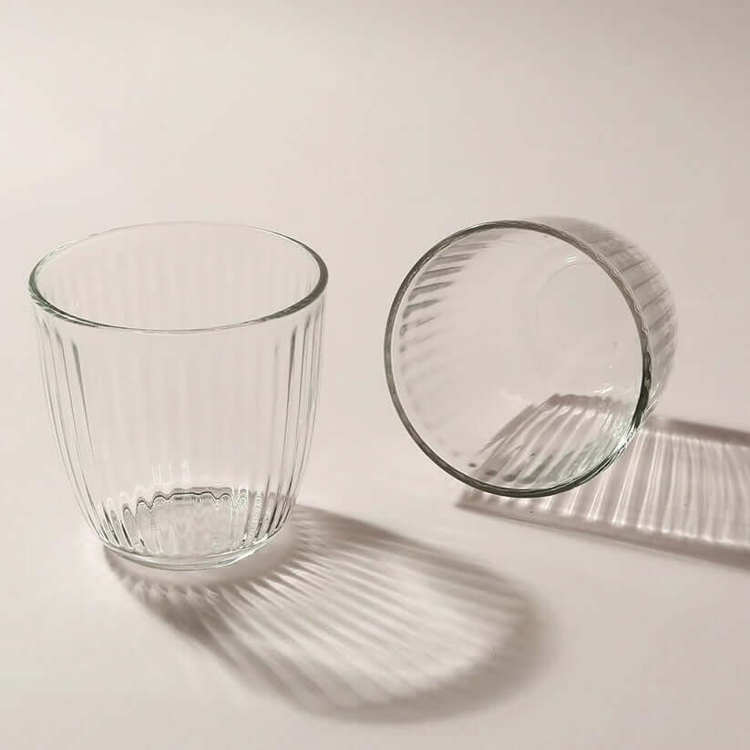 Textured Glass Tumbler set of 2 clear drinking cups