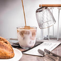 Retro Striped Glass Cup set in clear textured design