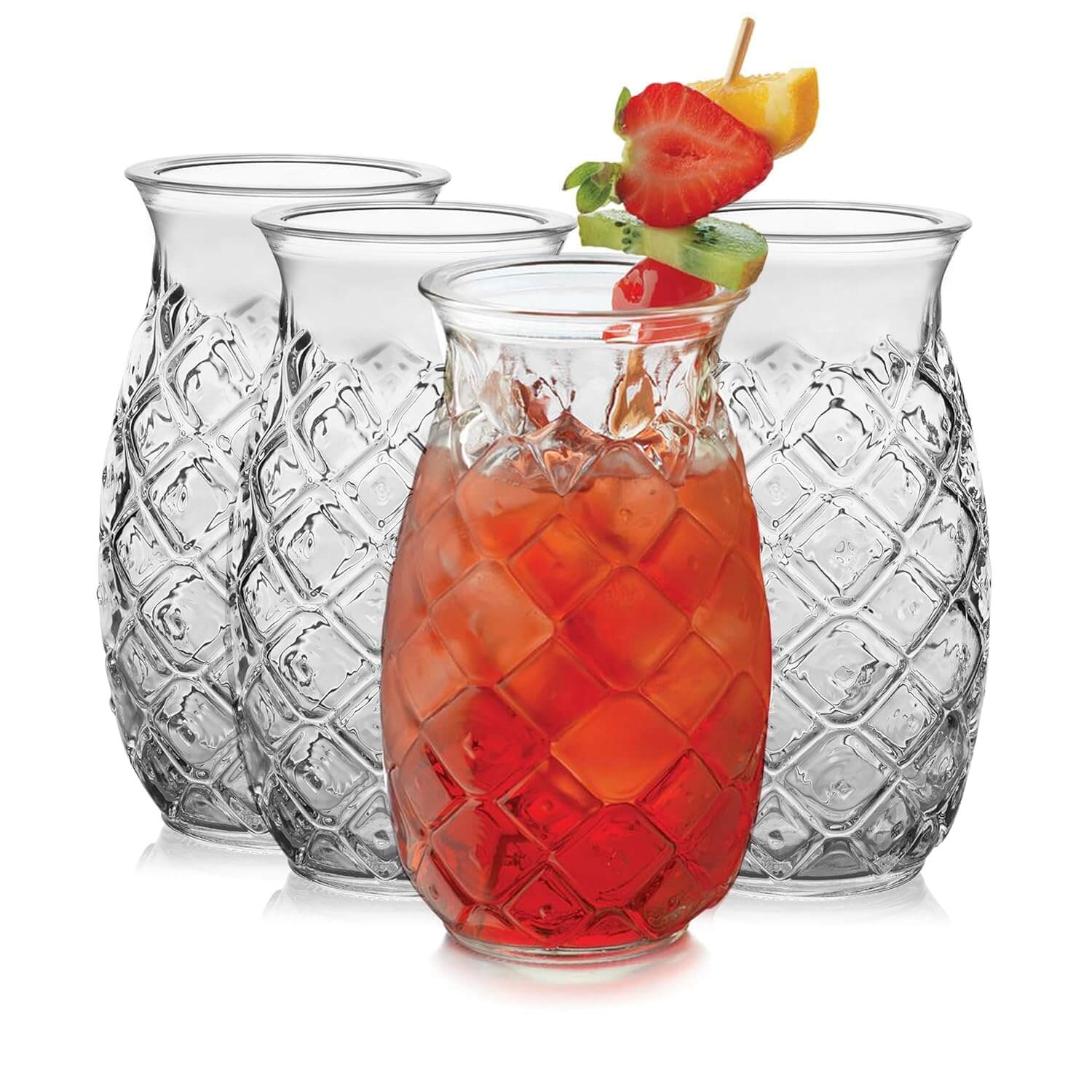 Bright red iced tea in Pina Colada Pineapple Cocktail Glass