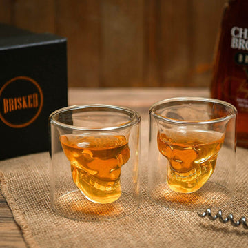 Double Wall Crystal Skull Shot glass , Mini Glass for Cocktail Wine Vodka Mug Beer Home Halloween Party - 65 ml