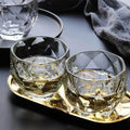 Diamond Big Bowl Whiskey Glass on a golden tray