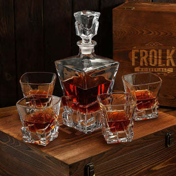 Iris Crystal Decanter Set with whiskey glass