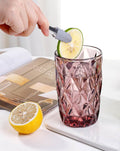 Refreshing drink served in Diamond-Cut Pink Glass tumbler