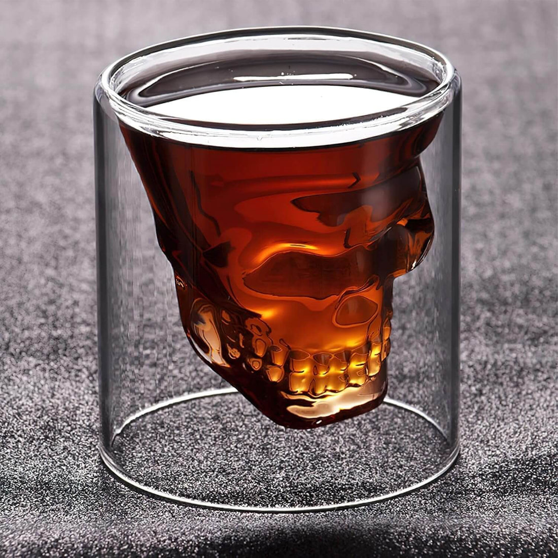 Double Wall Crystal Skull Shot glass , Mini Glass for Cocktail Wine Vodka Mug Beer Home Halloween Party - 65 ml